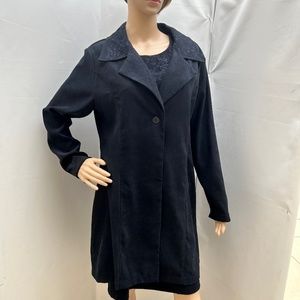 Victoria Moon Vintage Embroidered NAVY BLUE Dress Blazer Suit Size 12